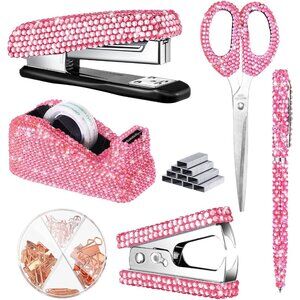 NEW Sparkling Bling Swarovski Crystal Rhinestone Desk Set Pink Or Silver…